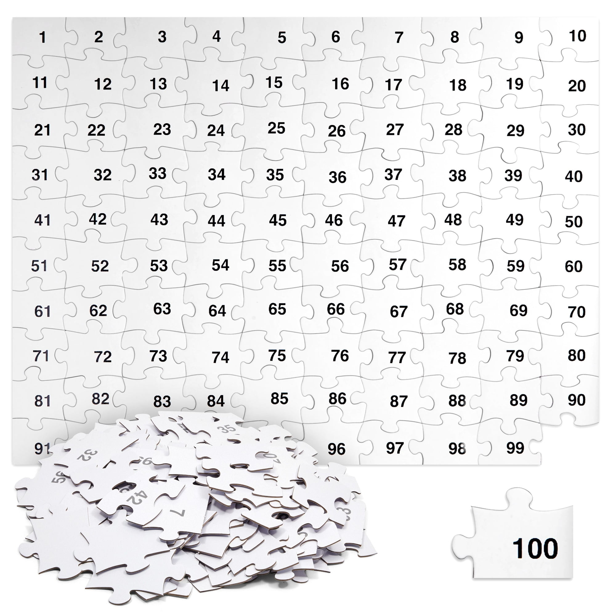 100Piece DIY Make Your Own Jigsaw Puzzle Kit, Bulk Large Blank Puzzles to Draw on for Guest