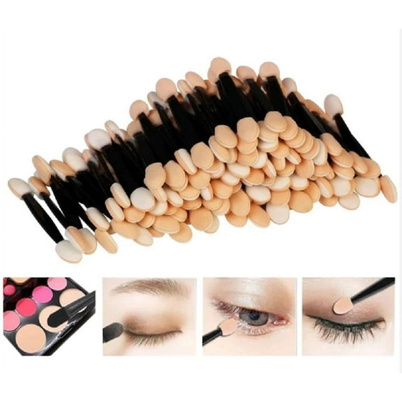 100-Piece Disposable Dual-Sided Eyeshadow Applicators – Oval Sponge-Tipped Makeup Brushes for Smooth & Precise Eye Makeup Application TIKA