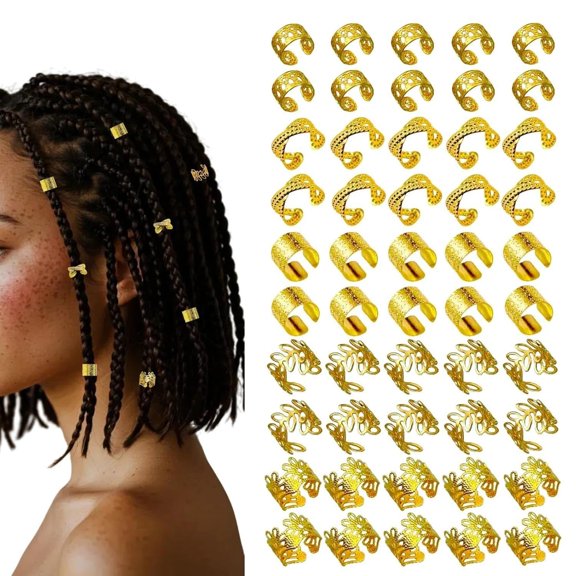 100-Piece Dreadlock Rings Set, 2 Colors Hair Accessories for Braids