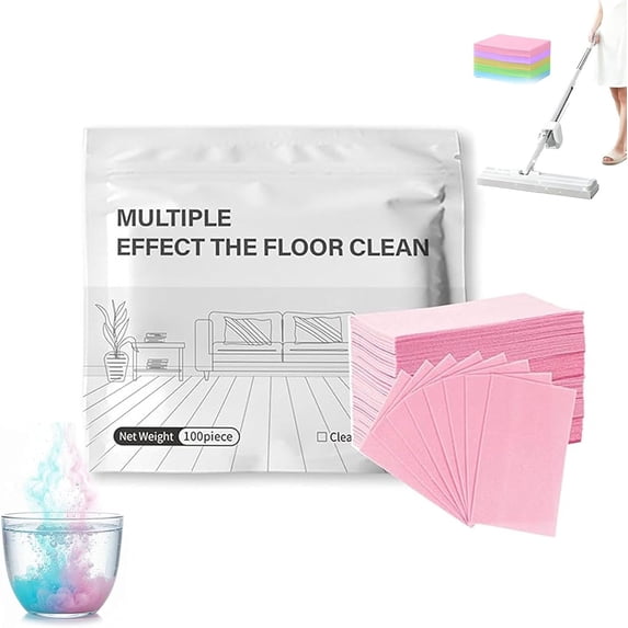 100 Piece Floor Cleaning Tablets Multi-Surface Cleaner, Concentrated Aromatic Deodorizing Mopping Tabs, Floor Cleaning Sheets for Household Indoor Floor Daily Cleaning (#B)