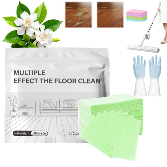100 Piece Floor Cleaning Tablets Multi-Surface Cleaner, Multiple Effect The Floor Clean for Hardwood Laminate Tile & RV Walls Antibacterial Deodorization Maintenance,Gardenia 1Bag
