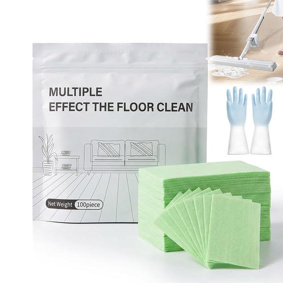100 Piece Floor Cleaning Tablets Multi-surface, Multi-surface Floor Cleaner Tablets, Dissolvable Floor Deep Cleaning Sheets for Hardwood, Tile, Laminate (Green)