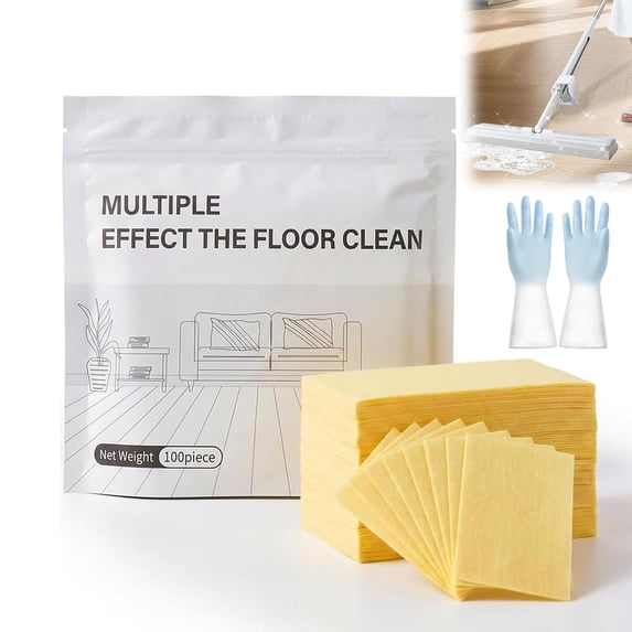 100 Piece Floor Cleaning Tablets Multi-surface, Multi-surface Floor Cleaner Tablets, Dissolvable Floor Deep Cleaning Sheets for Hardwood, Tile, Laminate (Yellow)