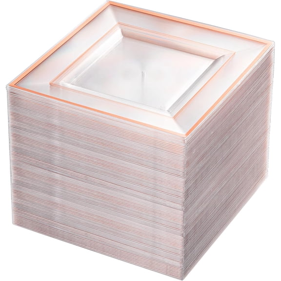 100-Piece Gold Square Plastic Plates – 6 Inch Disposable Dessert and Cake Plates, Premium Hard Square Small Appetizer Plates for Wedding and Party, Available in Various Colors