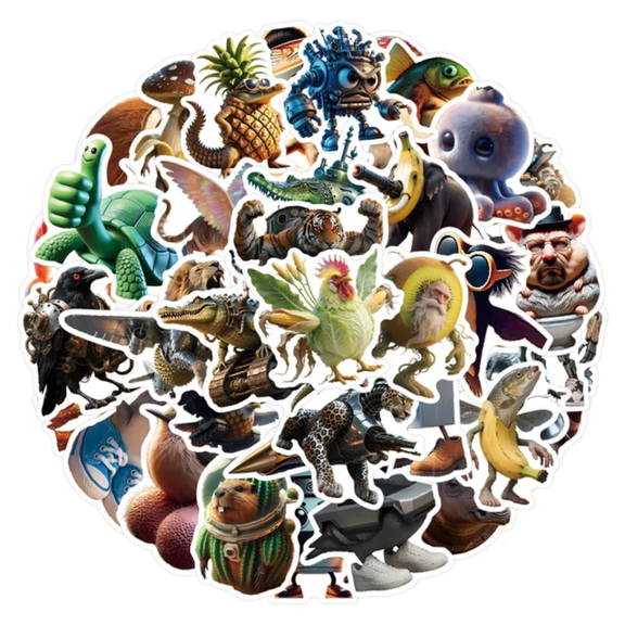 100-Piece Italian Brainrot Sticker Pack Funny 3D Cartoon Graffiti Stickers for Laptop, Water Bottle, Luggage, Phone & Skateboard Waterproof Vinyl Meme Decals for Teens & Collectors
