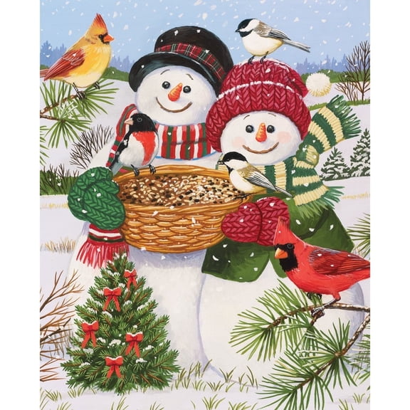 100-Piece Jigsaw Puzzle for Adults & Kids “Snow Couple Feeding the Birds”