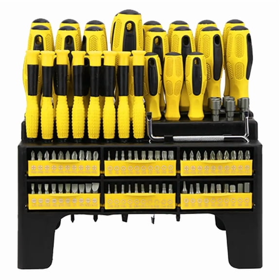 100-Piece Magnetic Screwdriver Set with Plastic Racking, Includes SAE & Metric Hex Keys, Precision Screwdriver and Magnetizer Demagnetizer DIY Tools for Men Tools Gift screwdriver kit