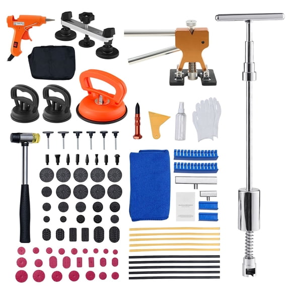 100-Piece Paintless Dent uproot Kit, Lifter, Bridge Puller, Slide Hammer, Hot melt adhesive tool, for Car Hail & Fridge Repair