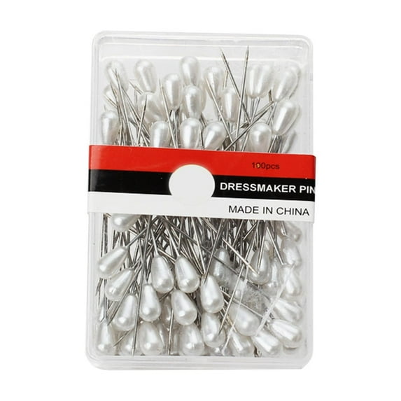 100-Piece Pearlized Sewing Pins: Extra-Long Dressmaker Pins for Fabric, Quilting & Crafting, Premium Sewing Supplies with Large Pearl Heads for Easy Handling(White)