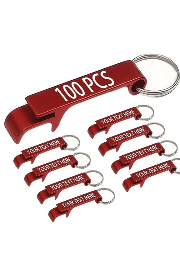 100-Piece Personalized Carved Keychains - Creative Beer/Beverage Bottle Opener Pendants, Car Keychains for Back Packaging, Home Decor, Parties, Birthdays, Perfect Gift for Classmates & Colleagues