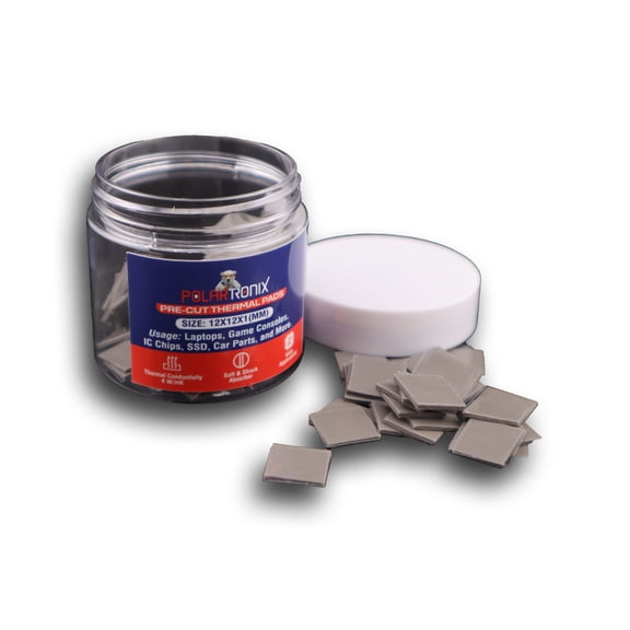 100 Piece Pre Cut Thermal Pads 12x12x1mm Ready to Apply - Great for PS5 ram, Xbox Ram, SSD chips, IC Chips and more - 4w/mk