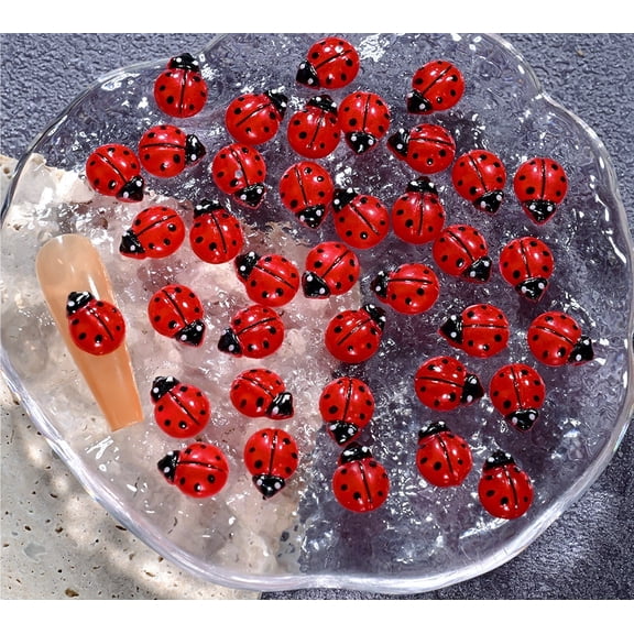 100-Piece Red Ladybug Nail Art Decorations - Cute and Creative Nail Accessories for Fun Designs