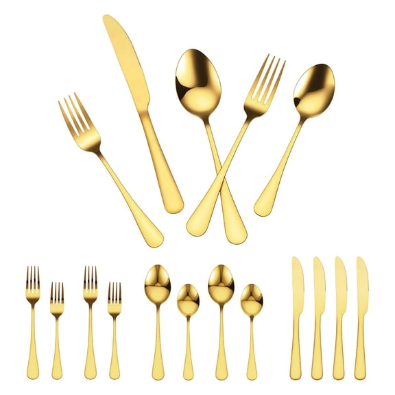 100-Piece Stainless Steel Flatware Set for 20, Gold & Silver Utensils with Knife, Fork, Spoon, Mirror Finish, Durable Rust-Resistant Cutlery, Dishwasher Safe, Elegant Tableware for Home, Kitchen, Res