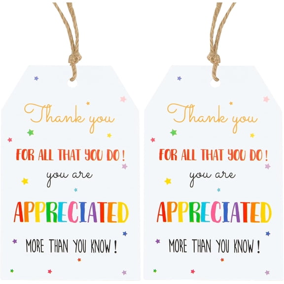 100 Piece Thank You Gift Tags String Appreciation Favor Colorful Star Hang Paper Label Employee Volunteer Nurse Doctor