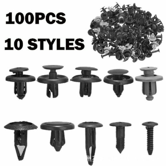 100-Piece Trunk Screw Rivet Set Durable Plastic Fastener Clips for Car Bumpers & Fenders TIKA