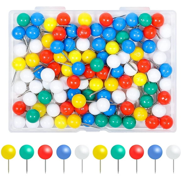 100 Pieces 0.35inch Big Round Head Thumb Tacks Plastic Push Pins Thumbtacks Map Push Pins for Map Bulletin Board Cork Board and Fabric Marking (5 Colors)