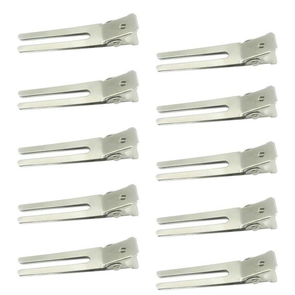 100 Pieces 1.8 Inch Hairdressing Double Prong Curl Clips, Curl Setting Section Hair Clips, Metal Alligator Clips for Hair Salon, Barber, Stylist