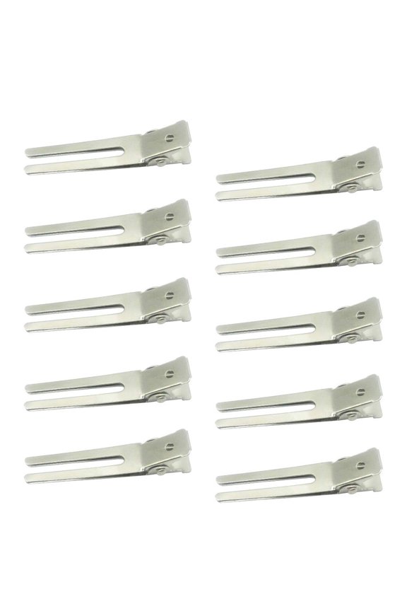 100 Pieces 1.8 Inch Hairdressing Double Prong Curl Clips, Curl Setting Section Hair Clips, Metal Alligator Clips for Hair Salon, Barber, Stylist