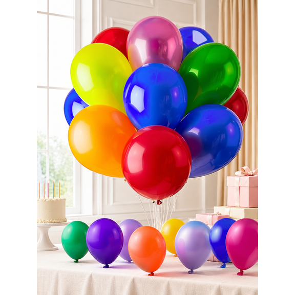 100 Pieces 12-Inch Multicolor Latex Balloons, Assorted 10 Colors, Bulk Party Supplies for Birthday, Wedding, Baby Shower, Celebrations, Family Events