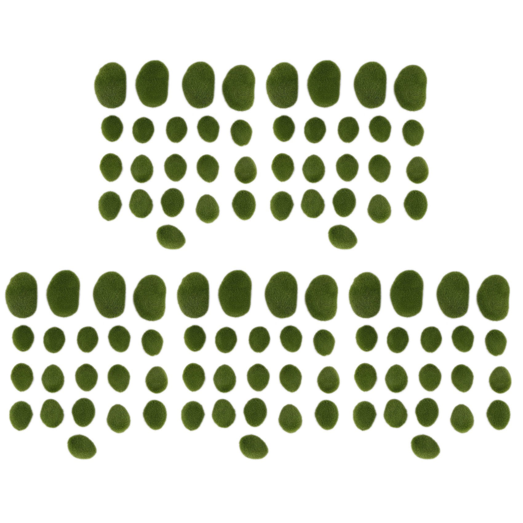 100 Pieces 2 Sizes Artificial Moss Rocks Decorative Faux Green Moss Covered Stones