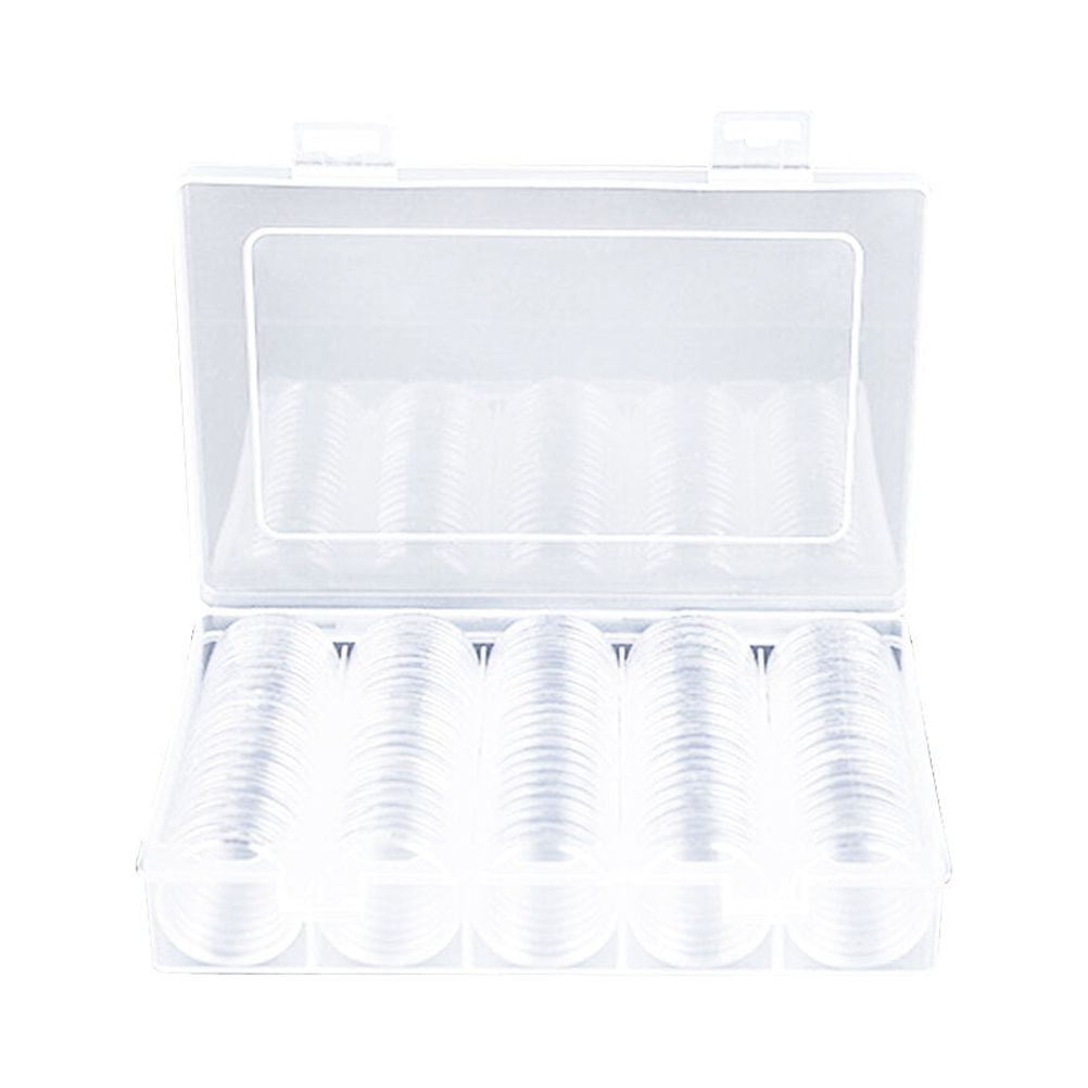 100 Pieces 27mm Coin Capsules Round Plastic Coin Holder Case with