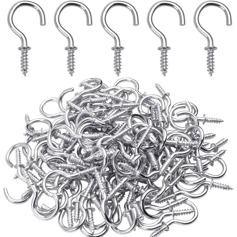 100 Pieces 3/4 Inch Cup Hooks Screw-in Hooks for Hanging Plants
