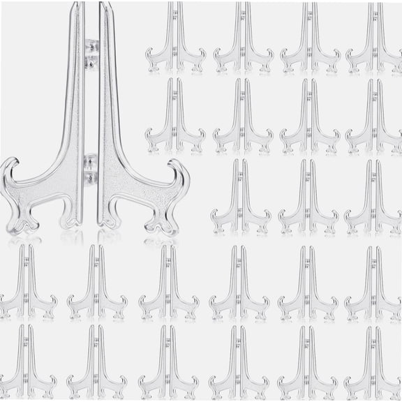 100 Pieces 3 Inch Clear Plastic Easel Stands Mini Acrylic Plate Stand Holders Display Picture Mini Easel Stand for Display Picture Frame Collectibles Tables Weddings Party Home Decoration