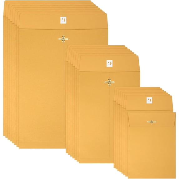 100 Pieces 3 Sizes Manilla Yellow Envelopes with Clasp Closure, Clasp ...