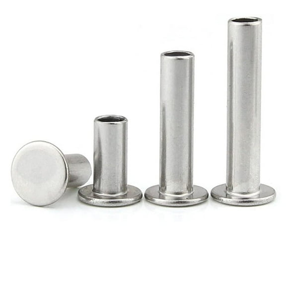 100 Pieces 304 Stainless Steel Large Flat Head Half Hollow Shank Rivets M2.5x10mm
