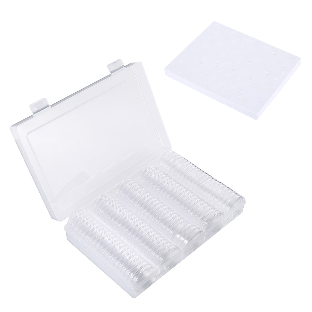 100 Pieces 30mm Silver Coin Holder Clear Coin Capsules Storage