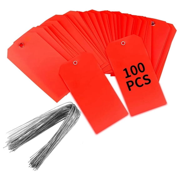 Top Sales 100 Pieces 4 3/4Inch X 2 3/8Inch Plastic Shipping Tags with Wires Blank Labeling Waterproof Hang