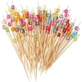 thumbnail image 1 of 100 Pieces 4.7" Fancy Toothpicks for Appetizers Beads Charcuterie Cocktail Picks Bamboo Decorative Toothpicks Handmade Sticks Long Appetizer Cocktail Sticks for Home Party, Dessert, Fruit, 1 of 5
