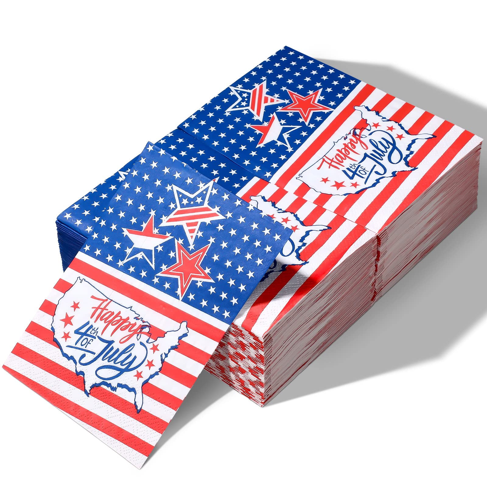 patriotic Amscan Patriotic 4th of July 見なせる Stars Beverage Napkins (36 Piece), Mu