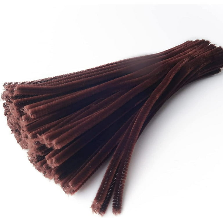 100 Pieces 7mm x 12 Inch Pipe Cleaners, Thick Fuzzy Brown Chenille Stems  for Craft Supplies Kids DIY Art Decorations