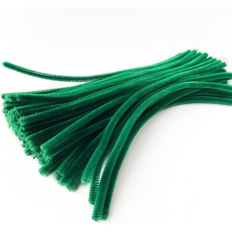 100 Pieces 7mm x 12 Inch Pipe Cleaners, Thick Fuzzy Dark Green Chenille  Stems for Craft Supplies Kids DIY Art Decorations