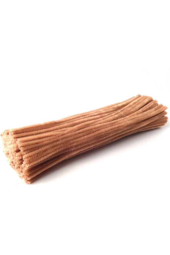 100 Pieces 7mm x 12 Inch Pipe Cleaners, Thick Fuzzy Light Brown Chenille Stems for Craft Supplies Kids DIY Art Decorations