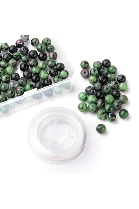 100 Pieces 8mm Beads Ruby in Zoisite Round Beads Mixed Colors Loose Spacer Beads for Jewelry Bracelet Necklace Making