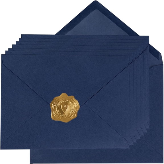 100 Pieces A6 Envelopes 4x6 Navy Blue, 6 1/2 x 4 3/4 Inches | 4x6 Envelopes with Gold Stickers For Greeting Cards, Birthday, Weddings, Baby Shower Invitations