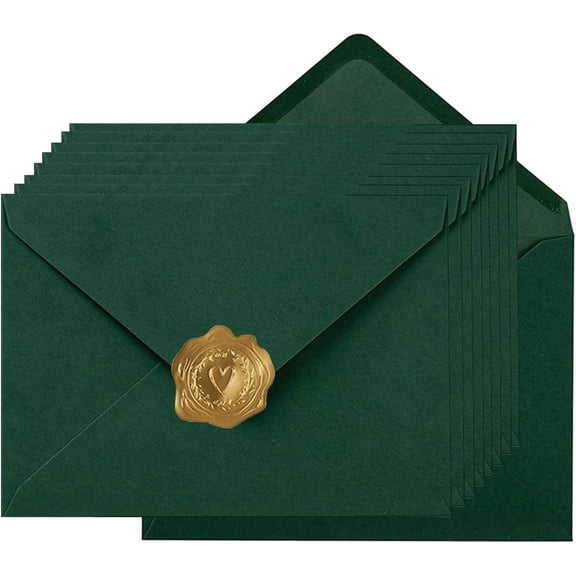 100 Pieces A7 Envelopes Colorful 5x7 Envelopes for Greeting Cards, Birthday, Weddings, Baby Shower Invitation Cards (Dark Green, A7(5.24 x 7.24 Inches))