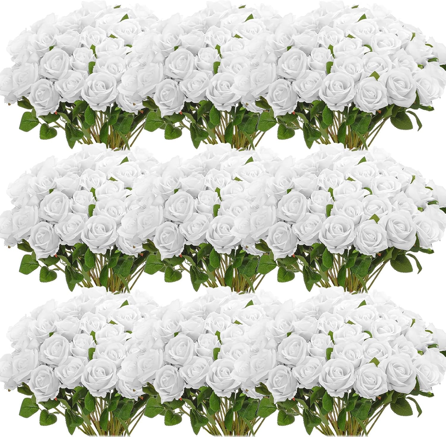 40 Count Fake Roses 100 Pieces Artificial Roses Flowers Bulk, Long Stem Realistic Fake Silk ...