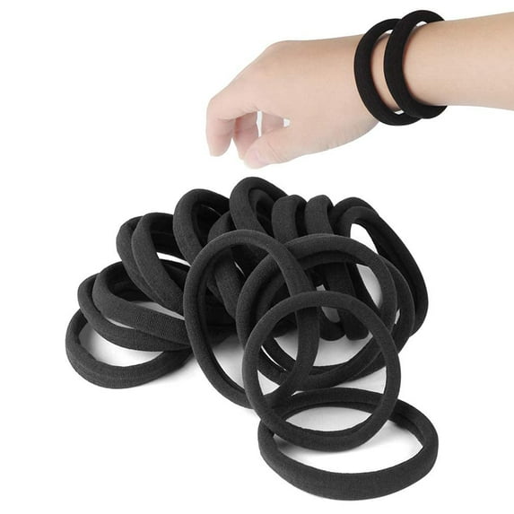 100 Pieces Black Hair Ties for Thick and Curly Hair Ponytail Holders Hair Elastic Band for Women or Men(10mm)