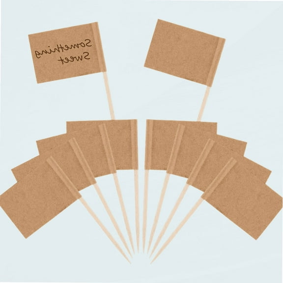 100 Pieces Blank Toothpick Flags Cheese Markers Food Labels for Party Buffet Cheese Labels for Charcuterie Board Cheese Board Accessories Flag Toothpicks for Appetizers (Kraft)