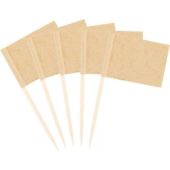 100 Pieces Blank Toothpick Flags Cheese Markers Food Labels for Party Buffet Cheese Labels for Charcuterie Board Cocktail Picks for Appetizers (Kraft)