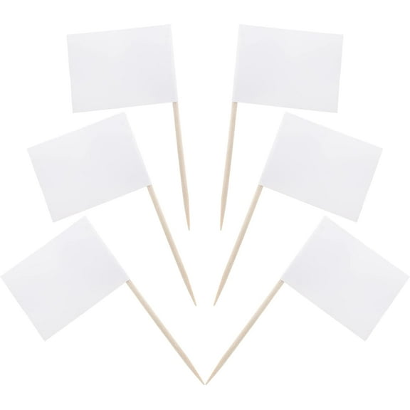 100 Pieces Blank Toothpick Flags Cheese Markers Food Labels for Party Buffet Cheese Labels for Charcuterie Board Cocktail Picks for Appetizers (White)