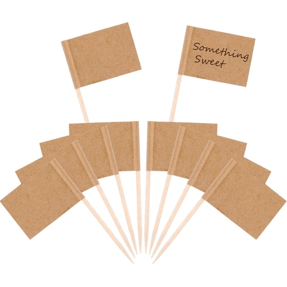 100 Pieces Blank Toothpick Flags Cheese Markers Food Labels for Party Buffet Cheese Labels for Charcuterie Board Food Board Accessories Flag Toothpicks for Appetizers
