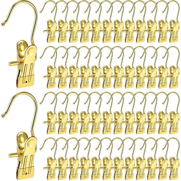 100 Pieces Boot Hangers for Closet Laundry Hooks Hanging Clips Boot Hangers Holder Travel Home Space Saving for Clothes Hats Towels Single Organizer Clamps (Gold)