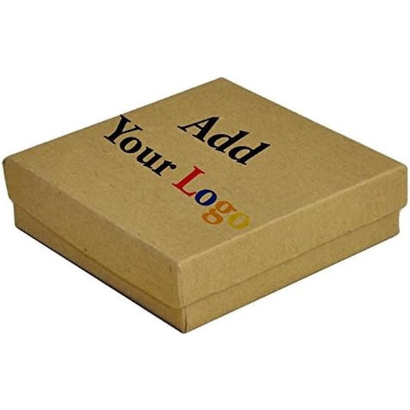 100 Pieces Brown Kraft Custom Printed Cotton Filled Jewelry Packaging Gift Boxes ~ 3.5" x 3.5" x 1"$$Art & Craft
