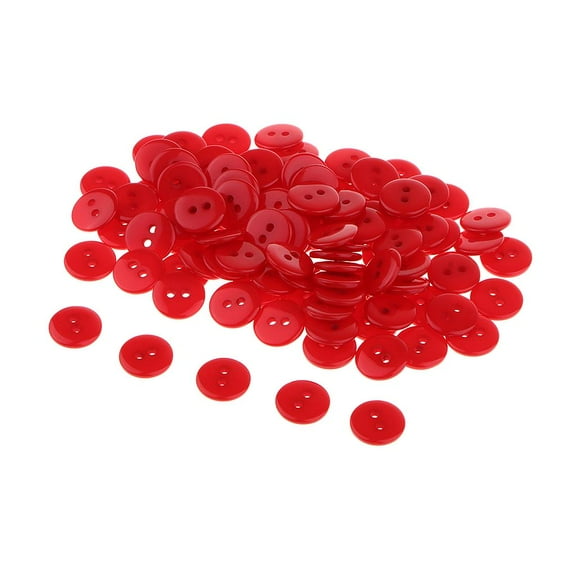 100 Pieces Buttons Round Buttons For Crafts Sewing Apparel Bags Hats Decorations Red