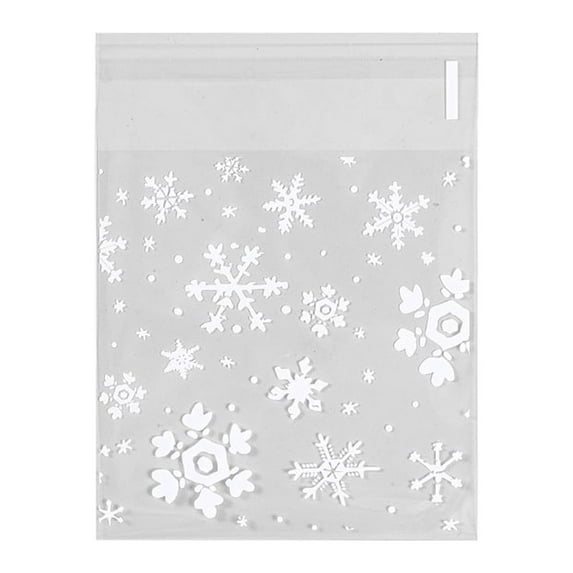 100 Pieces Candy Plastic Bag Adorable Wrapping Container Snowflake Pattern Cookie Packing Bags Party Supplies Package Holders 14*14cm