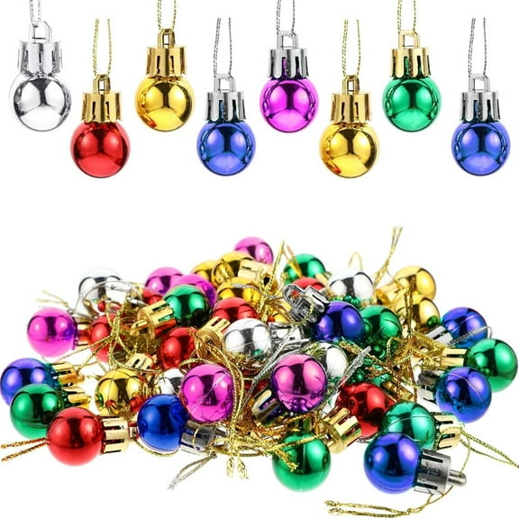 100 Pieces Christmas Balls Xmas Tree Ornaments Balls 0.79 Inches Colored Christmas Balls Decoration Living Room Garden Ornaments Mini Glitter Ball Door Wall Xmas Tree Decor Supplies